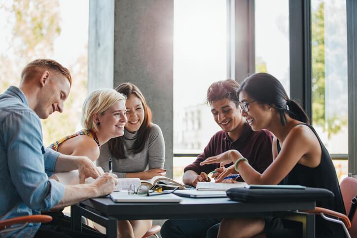 career college students studying together