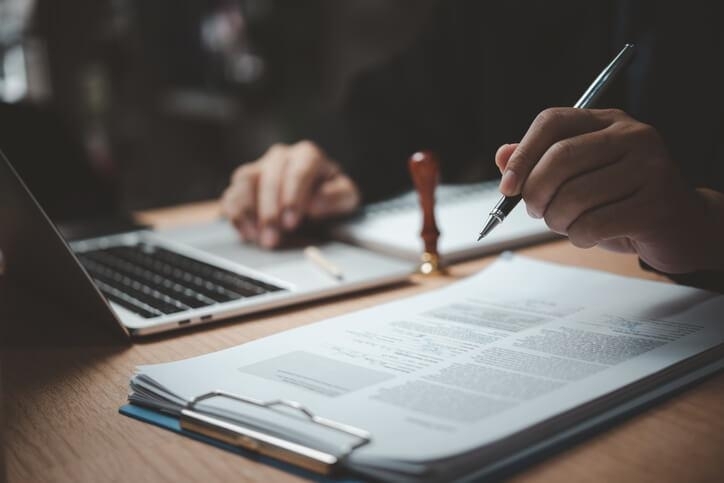 A law clerk carrying out case research after their law clerk program.