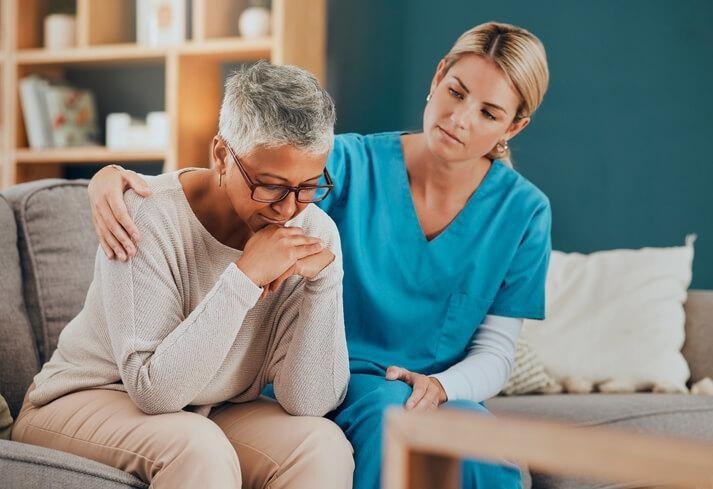 A PSW providing emotional support to patient