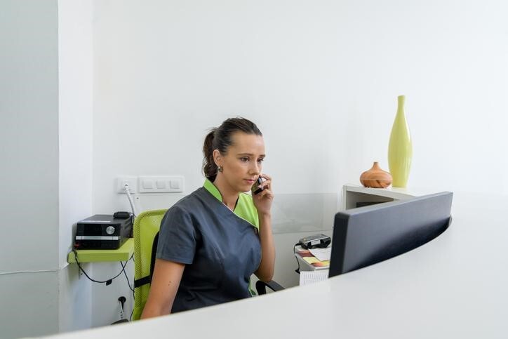 Taking telephone calls is something you’ll do as a medical office assistant