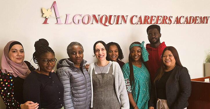 A class of diverse Early Childcare Assistant students and staff at Algonquin Careers Academy, Ottawa campus