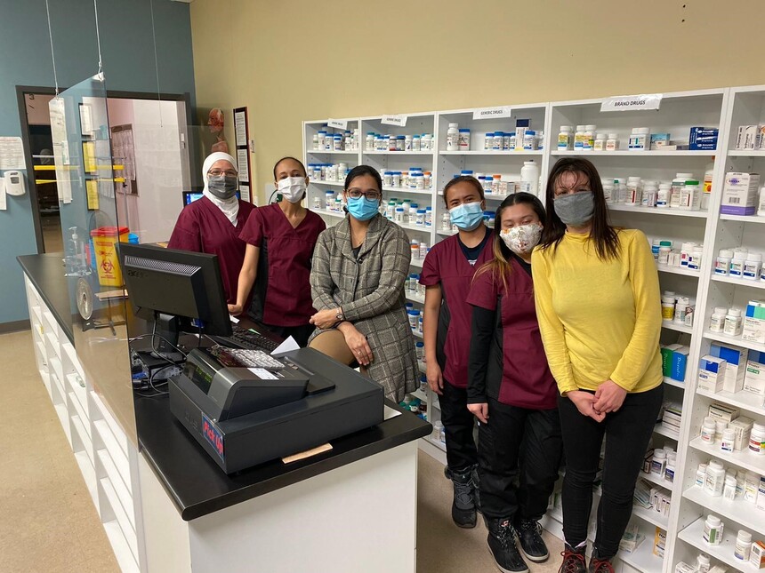 ACA instructor Khushboo Jani is pictured with some of her students enrolled in the pharmacy assistant program