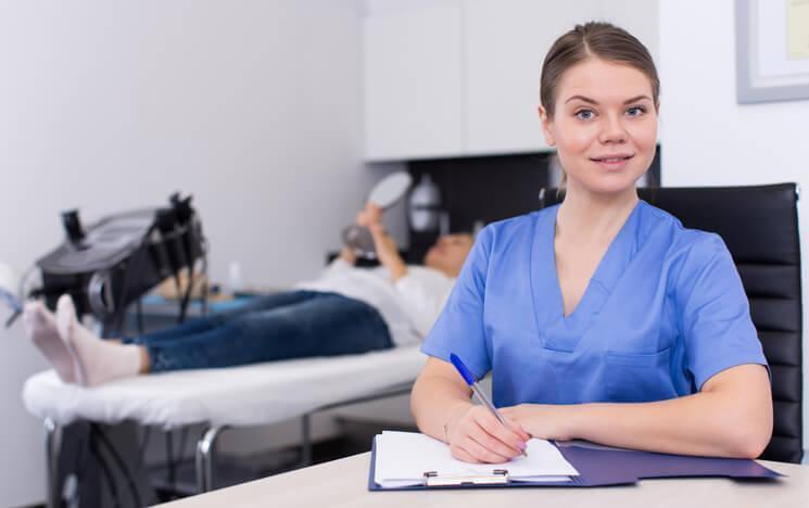 A medical esthetician graduate working at a clinic